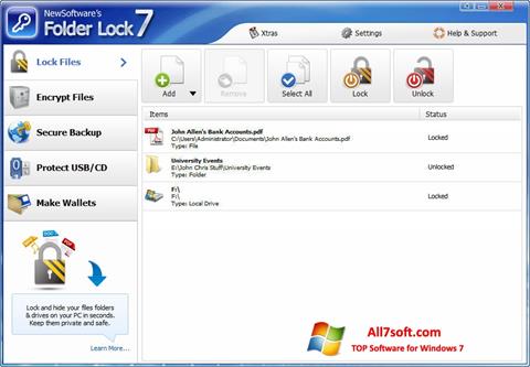 Skärmdump Folder Lock för Windows 7
