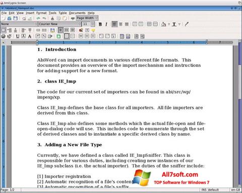 Skärmdump AbiWord för Windows 7