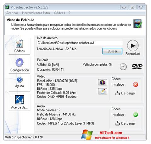 Skärmdump VideoInspector för Windows 7
