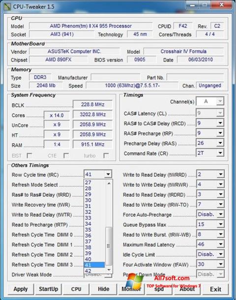 Skärmdump CPU-Tweaker för Windows 7