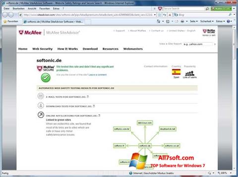 Skärmdump McAfee SiteAdvisor för Windows 7