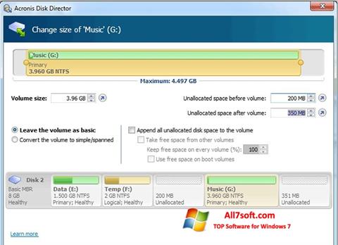 Skärmdump Acronis Disk Director för Windows 7