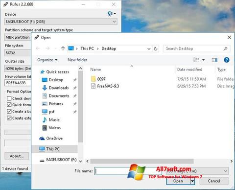 Skärmdump Rufus för Windows 7