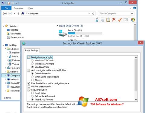 Skärmdump Classic Shell för Windows 7