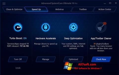 Skärmdump Advanced SystemCare Ultimate för Windows 7