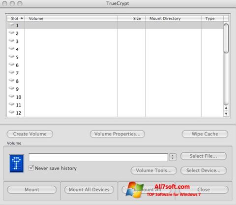 Skärmdump TrueCrypt för Windows 7
