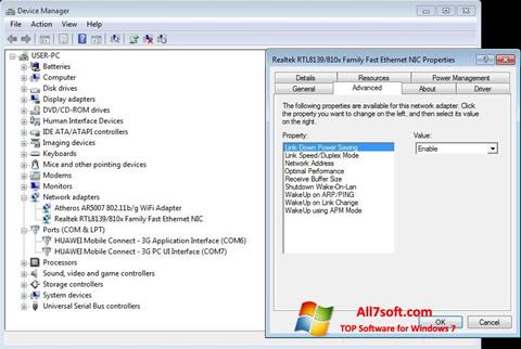 Skärmdump REALTEK RTL8139 för Windows 7