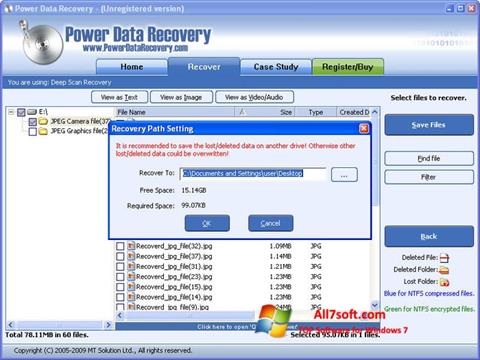 Skärmdump Power Data Recovery för Windows 7