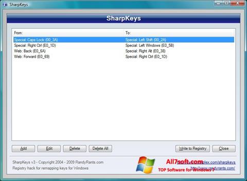 Skärmdump SharpKeys för Windows 7