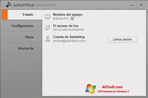Skärmdump Splashtop Streamer för Windows 7
