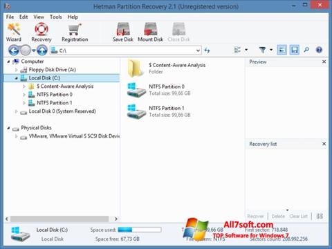 Skärmdump Hetman Partition Recovery för Windows 7