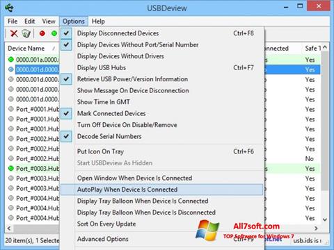 Skärmdump USBDeview för Windows 7