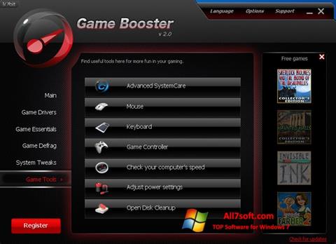 Skärmdump Game Booster för Windows 7