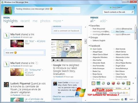 Skärmdump Windows Live Messenger för Windows 7