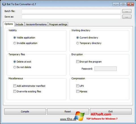 Skärmdump Bat To Exe Converter för Windows 7