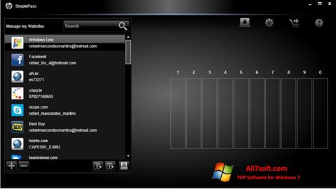 Skärmdump HP SimplePass för Windows 7