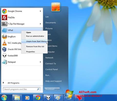 Skärmdump ViStart för Windows 7