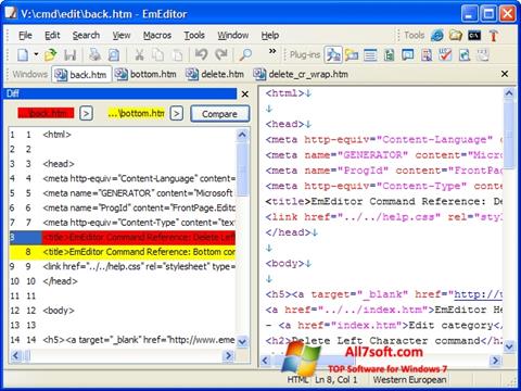 Skärmdump EmEditor för Windows 7