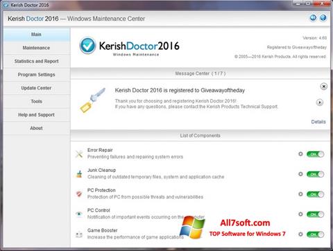 Skärmdump Kerish Doctor för Windows 7