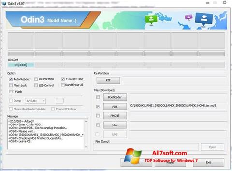Skärmdump Odin för Windows 7