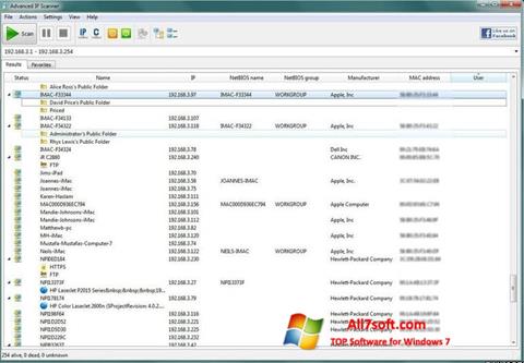 Skärmdump Advanced IP Scanner för Windows 7