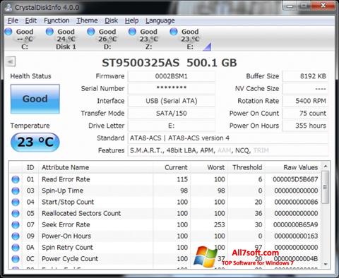 Skärmdump CrystalDiskInfo för Windows 7