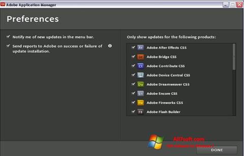 Skärmdump Adobe Application Manager för Windows 7