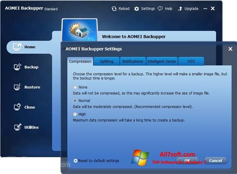 Skärmdump AOMEI Backupper för Windows 7