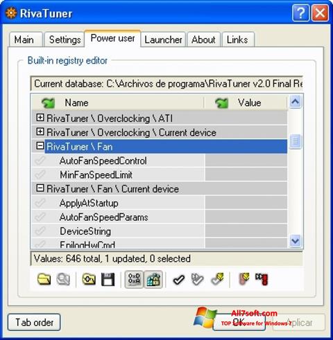 Skärmdump RivaTuner för Windows 7