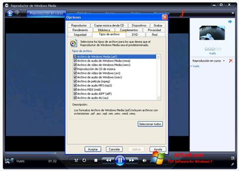 Skärmdump Windows Media Player för Windows 7