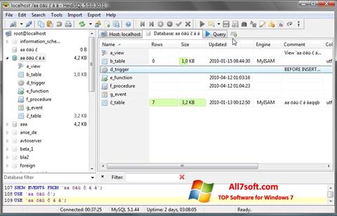 Skärmdump HeidiSQL för Windows 7