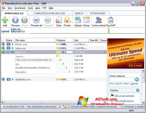 Skärmdump Download Accelerator Plus för Windows 7