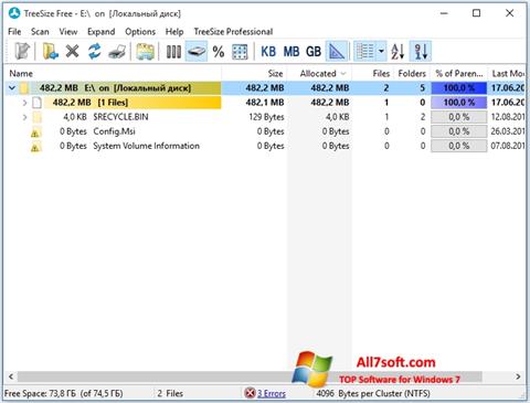 Skärmdump TreeSize Free för Windows 7