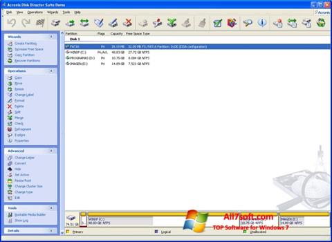Skärmdump Acronis Disk Director Suite för Windows 7