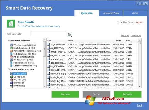 Skärmdump Smart Data Recovery för Windows 7