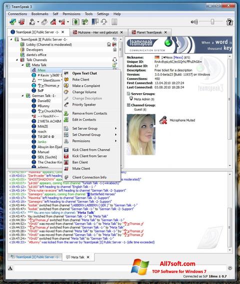 Skärmdump TeamSpeak för Windows 7
