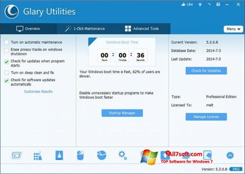 Skärmdump Glary Utilities Pro för Windows 7