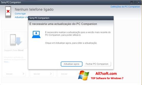 Skärmdump Sony PC Companion för Windows 7