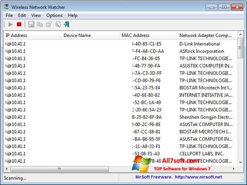 Skärmdump Wireless Network Watcher för Windows 7