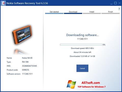 Skärmdump Nokia Software Recovery Tool för Windows 7