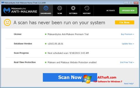 Skärmdump Malwarebytes Anti-Malware för Windows 7