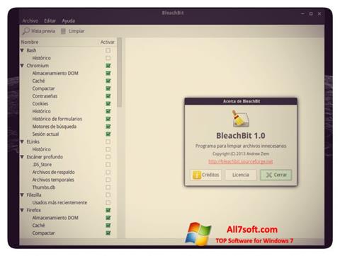 Skärmdump BleachBit för Windows 7