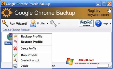 Skärmdump Google Chrome Backup för Windows 7