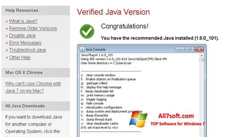 Skärmdump Java för Windows 7