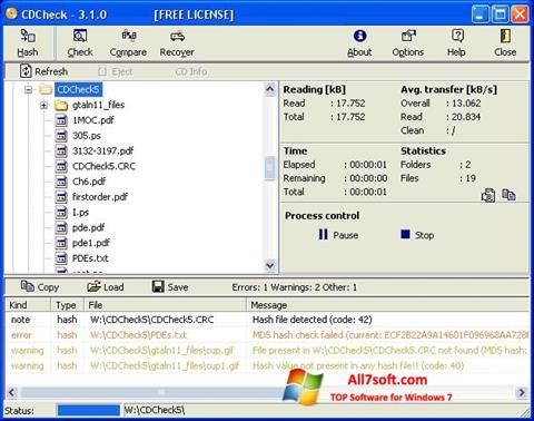Skärmdump CDCheck för Windows 7