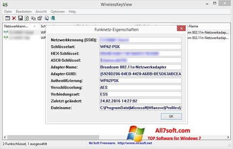 Skärmdump WirelessKeyView för Windows 7