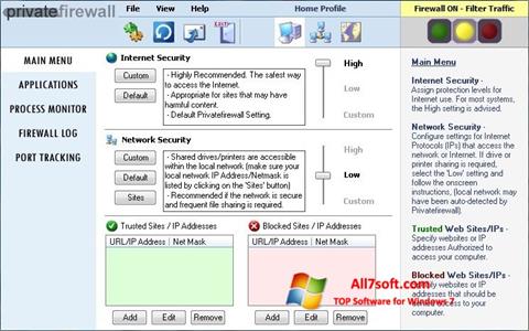 Skärmdump Privatefirewall för Windows 7