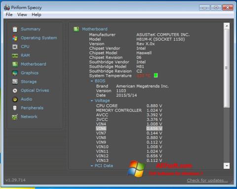 Skärmdump Speccy för Windows 7