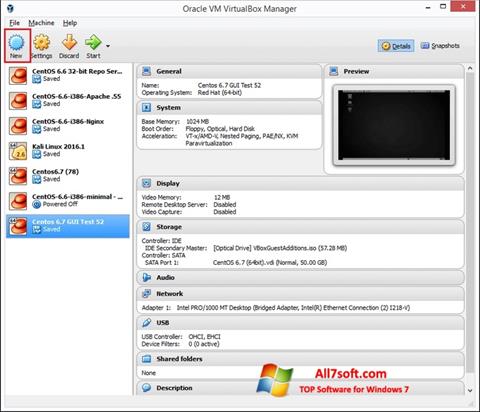 Skärmdump VirtualBox för Windows 7