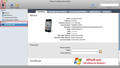 Skärmdump iPhone Configuration Utility för Windows 7
